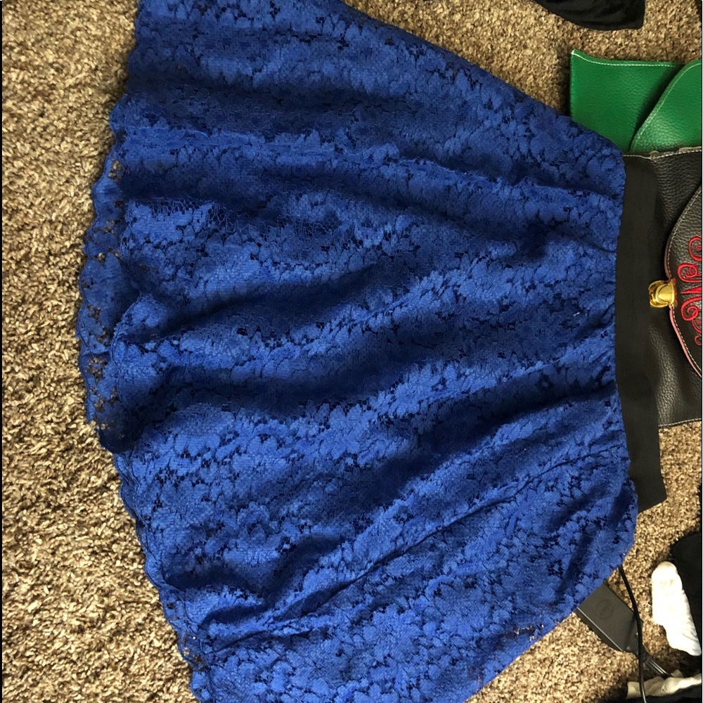 Blue lace mini skirt